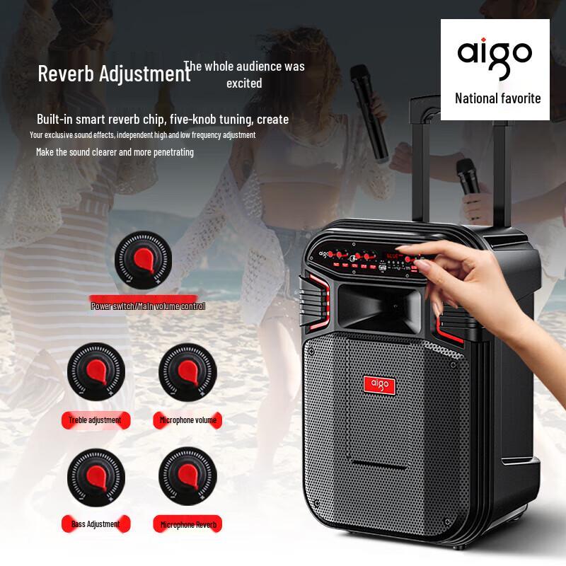 Aigo S58 Portable Outdoor Karaoke Trolley Speaker