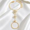 Popular four-leaf flower finger bracelet simple temperament women's zircon back chain fashion jewelry