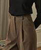 MICANE Classic One-Pleat Wide Slacks Brown