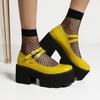 One-word buckle Mary Jane new British retro round head muffin shoes sequined single shoes Japanese platform  shoes