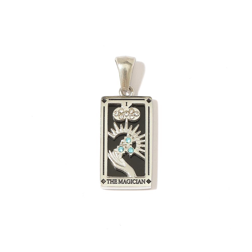 18k Gold Electroplated Stainless Steel Tarot Card Pendant - European & American Style, High-End Waterproof Design for Women