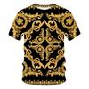 Luxury Baroque Golden Pattern T-shirt Unisex Unique 3D Print Crewneck T Shirts Men Personality Streetwear Fashion Trendy Tee Top