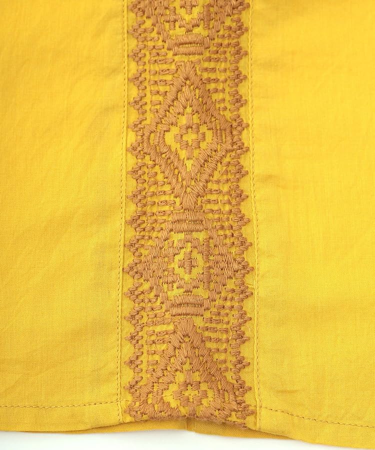 Titicaca Geometric Embroidered Indian Half Free NSICD142 Pullover, Women's, Cotton, Sleeves, Soft, Size, Mustard,