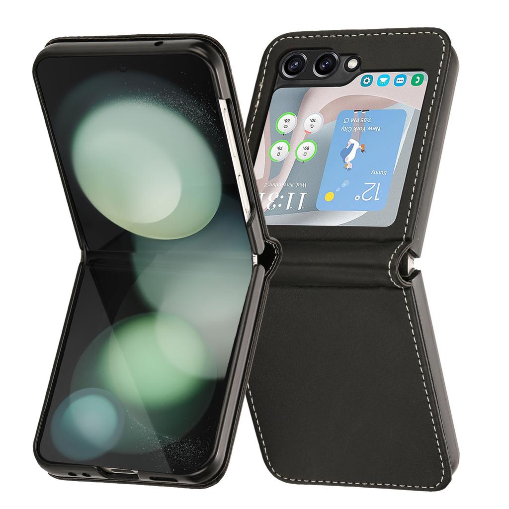 For Samsung Galaxy Z Flip5 5G Case Calf Texture PU Leather Shockproof Phone Cover