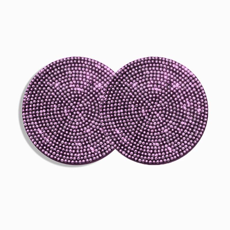 2Pcs Bling Car Cup Holder Coaster with Rhinestone Anti Slip Insert Mat Pads for Women Girls Universal Auto Interior Accessories
