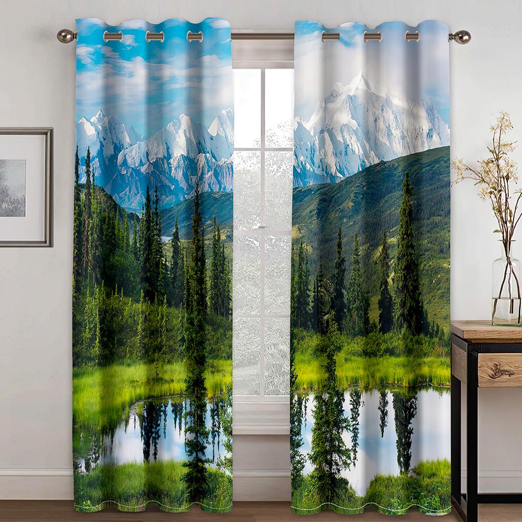 

Manor Tree Farm Spring Plant Landscape Shade Занавеска Роскошная Гостиная Спальня Домашний Декор Занавеска 2 Панели 100W160H(CM)40x63in&Hook