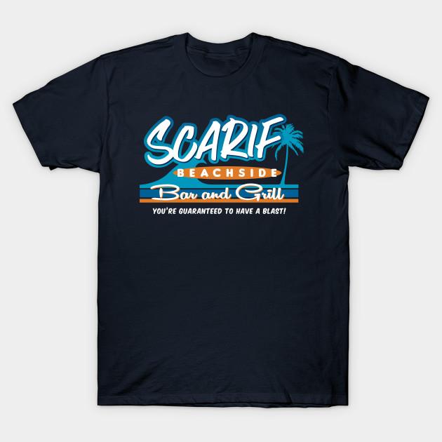 Men Black Print T-shirt Scarif Beachside Bar And Grill No-Cut Transfer Paper Print Cotton Tshirt M тёмно-синий