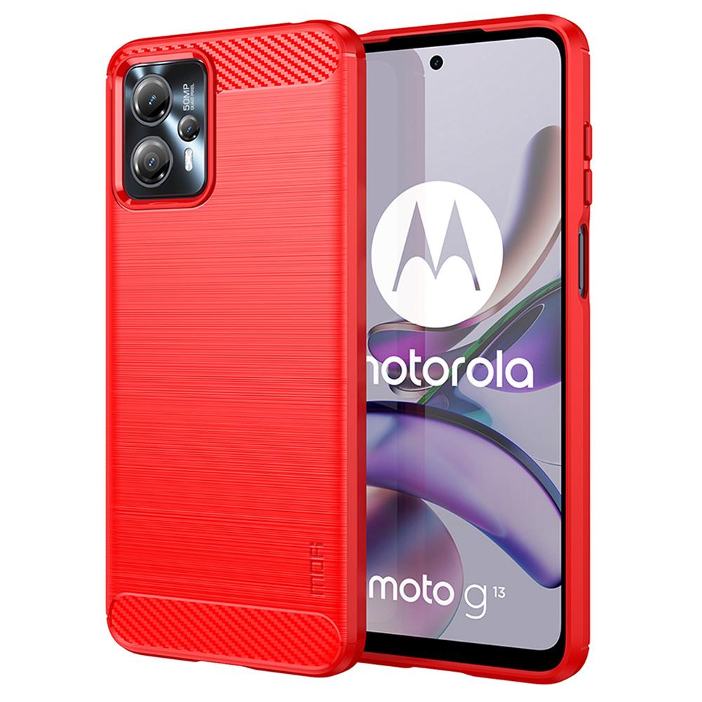 

MOFI JK TPU Series-1 For Motorola Moto G13 4G/G23 4G Carbon Fiber Phone Case Brushed TPU Anti-drop Phone Cover Red