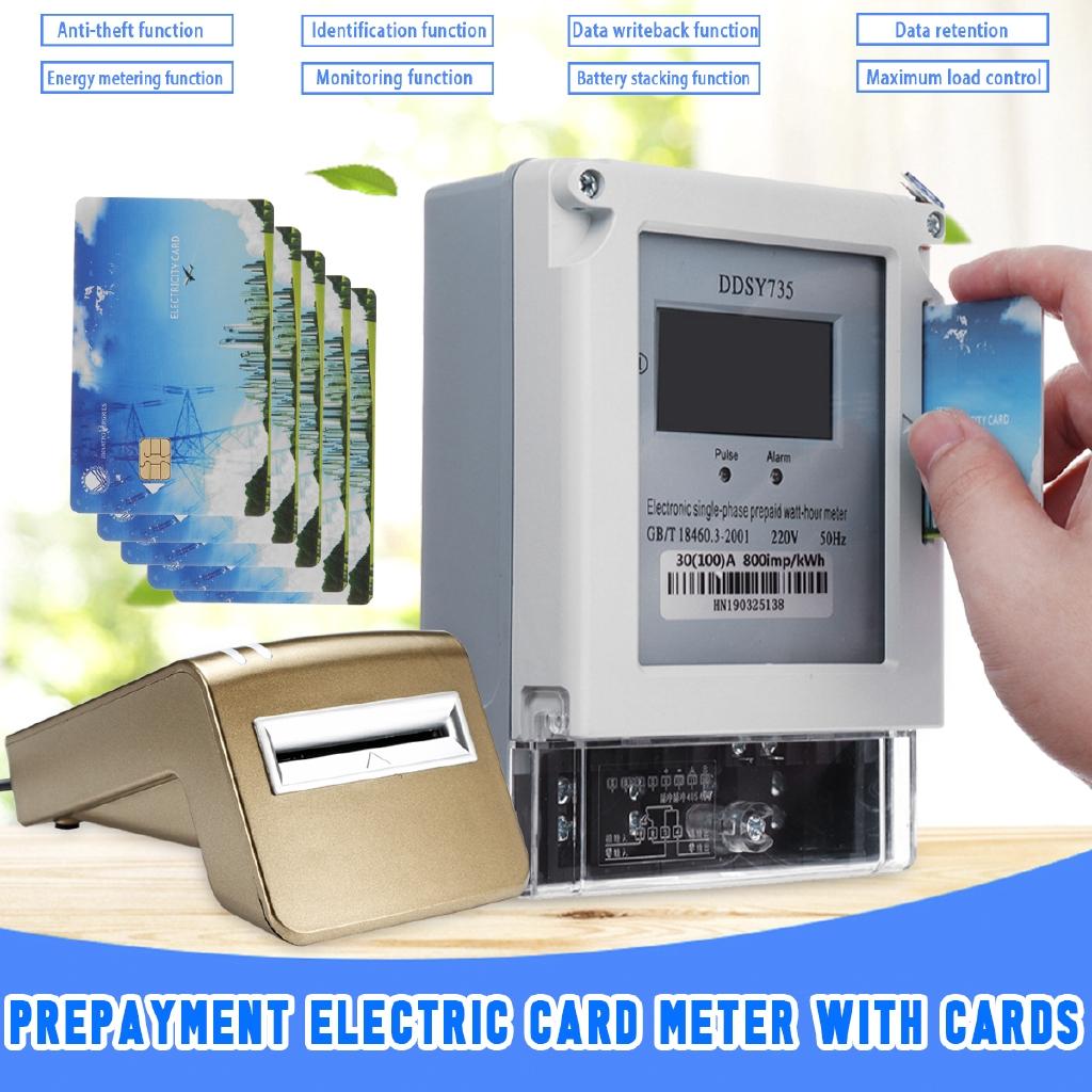 220V 50Hz Electric Prepayment Slot Meter Programmable Single Phase w/ Cards Digital Display Card Meter