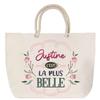 Beach Bag - PLANETEE - Justine the Most Beautiful - Rope Handle - Large Size - Personalized Message