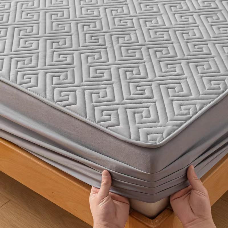 Vattentätt Kviltat Madrasskydd Rå Bomull Antibakteriellt Madrasskydd Skyddsöverdrag Anpassat Sängöverkast Ingår Ej Örngott