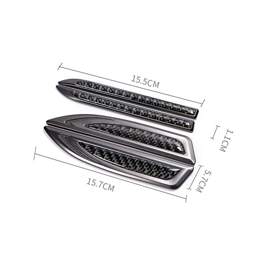 Universal Pair Aluminium Alloy + Real Carbon Fiber Car Side Body Fender Trims Decoration Sticker Decals Emblem Exterior Decorate Accessories