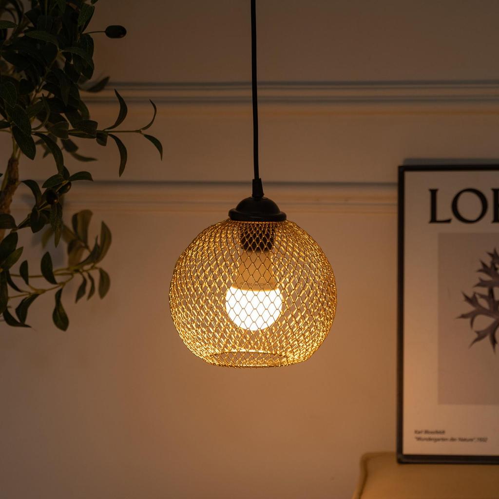 Artistic Iron Flower Net Retractable Lampshade for Home and Courtyard