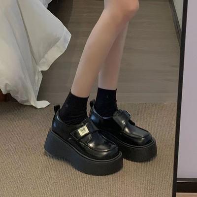Platform Loafers for Women's Spring and Autumn New British Style Small Leather Shoes Jk Single Shoes for Small People To Increase Their Height and Ped
