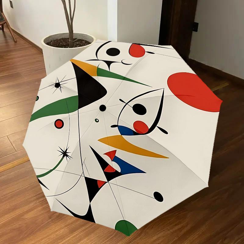 1PC Abstract ArtAutomatic Open/Close Umbrella with Windproof, 8-Rib Sturdy Canopy, Durable Ribs, Fashionable Design, Outdoor Accessory, Fun Prin, Holi