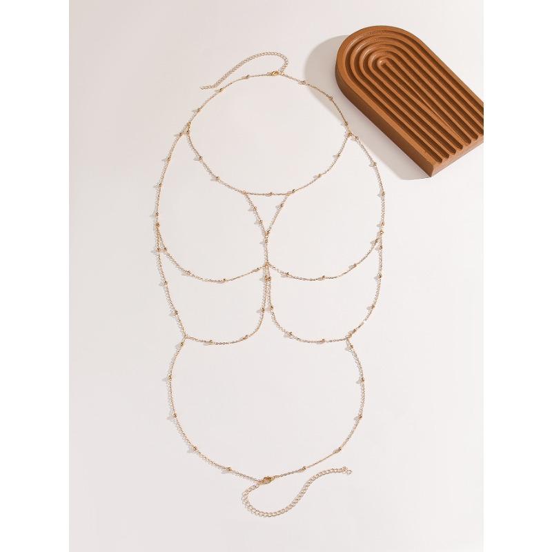 Women Sexy Tassel Round Bead Body Chain Bikini Chest Waist Jewelry