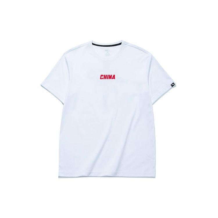 Anta Bestickter Letter Print Strick Lässiges Sport-T-Shirt Herren Oberteile Weiß 952127121-8