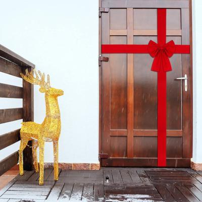 Christmas Cabinet Ribbons Bows Large Red Gate Door Bow Festive Wreath Bow for Christmas Tree Fireplace Home Kitchen Holiday Party Supplies