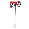 Traktor Windspiel Vintage Drehende Räder Metall Außenstecker Windmühle Dekoration für Blumenbeet Rasen Garten Rot