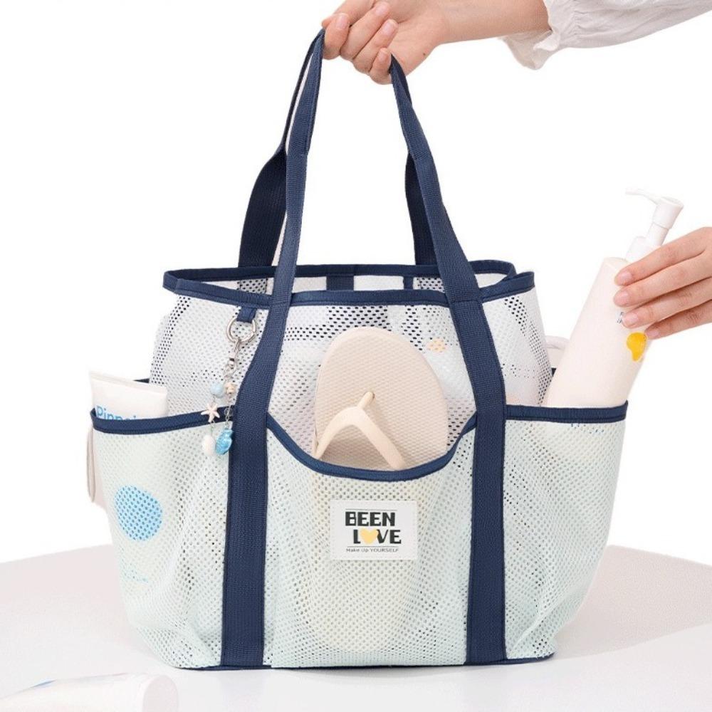 New Portable Handbag Mesh Large Capacity Mesh Wash Bag Cosmetic Bag Unisex