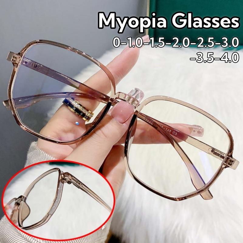Retro Fashionable Polygonal Large Frame Myopia Glasses With Small Diamond Edges Women Men Anti-Blue Light Learning Eyeglasses