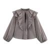 2025 Autumn European Style Women's Plaid Layered Long Sleeve Shirt