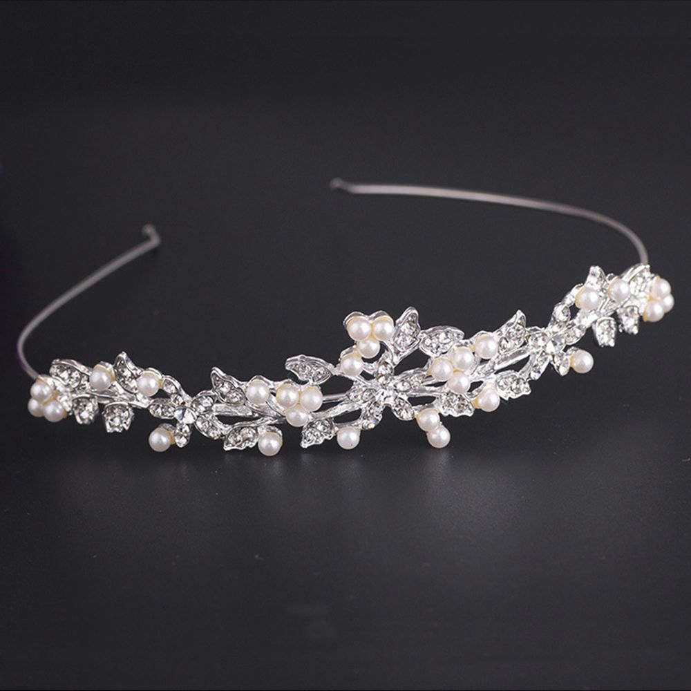 Wedding Fashion Flower Bride Imitation Pearl Rhinestone Crowns Prom Diadem Bridal Tiaras Headpiece