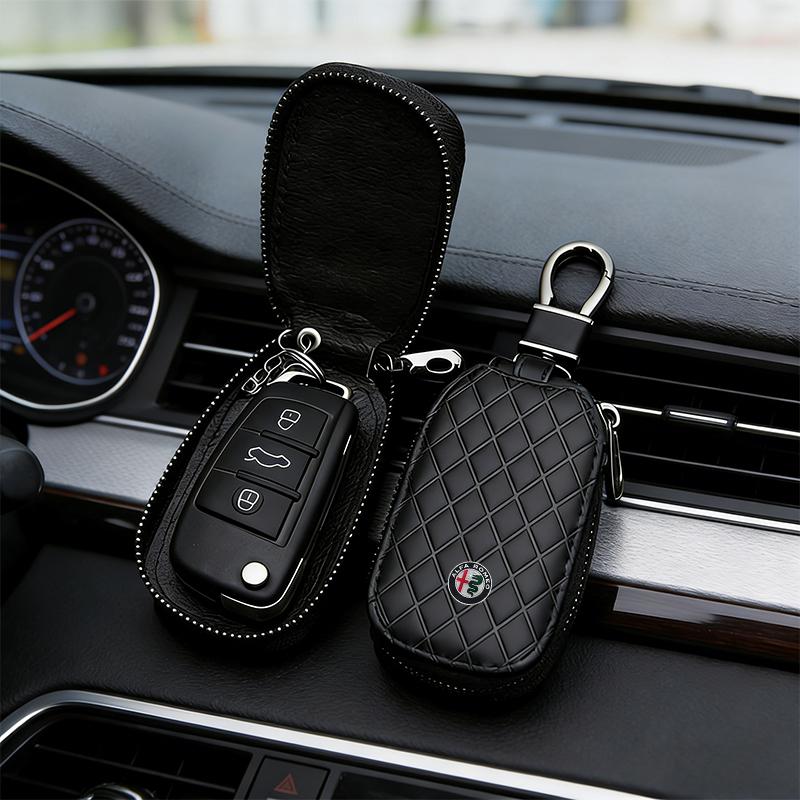 Car leather zipper key bag sports keyless storage bag For Alfa Romeo Giulia Giulietta 159 156 MITO Stelvio 147 zk2