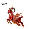 Festive Atmosphere Party Decor Galloping Goat Hanging Ornament, 2D Flat Acrylic Pendant, New Year Unique Animal Pattern Pendants Decoration