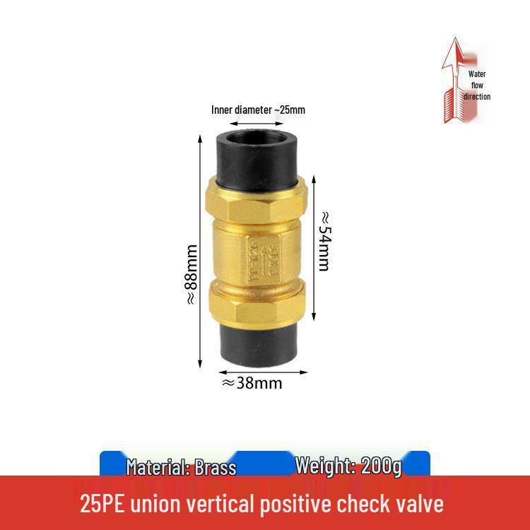 Copper Horizontal Bathroom Double Backflow One-Way Check Valve, Household Water Pipe Fittings, Non-Return Valve, 4/6 inch (DN20/25).