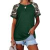 Damen Sommer Neu Camouflage-Print Rundhals Kurzarm Top