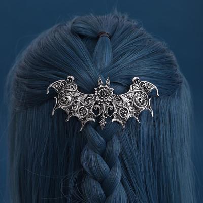 Trendy Viking Retro Floral Bat Hair Clip: Gothic Norwegian Style Party Accessory for Women