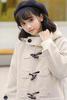 JINZUOMA Chesterfield Duffle Hooded Solid Popular for and Everyday and Beige Size Women's Coat, Jacket, Coat, Coat, Coat, Autumn/Winter, Fashionable,