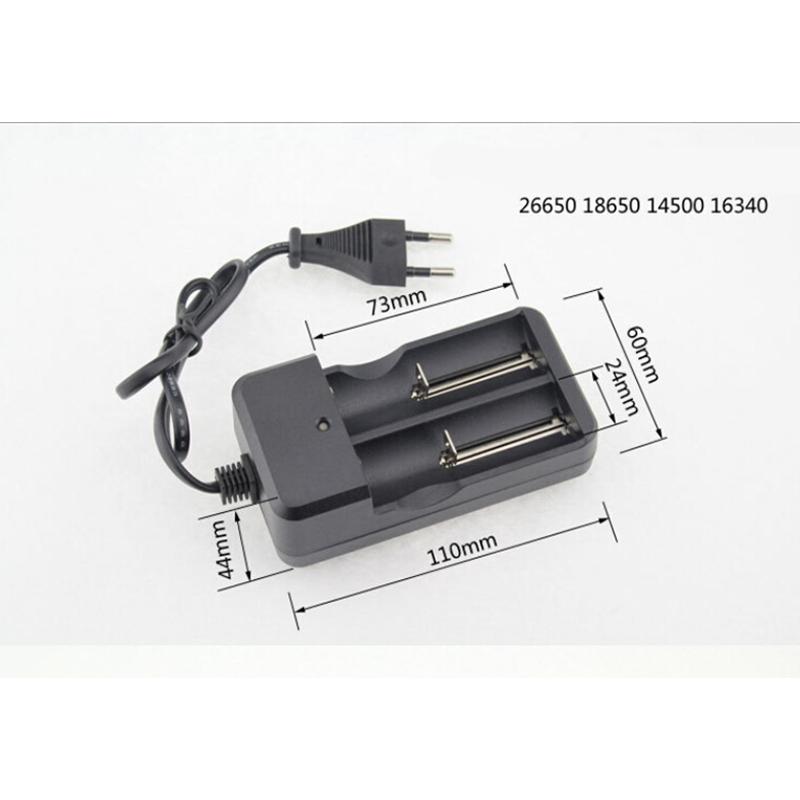 Multifunctional 2 Slots Battery Charger with Plug Wire for 18650 26650 14500 18350 16340 Battery