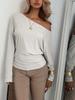 Hot New Style Women's Off-the-Shoulder Knit Long Sleeve Casual Top