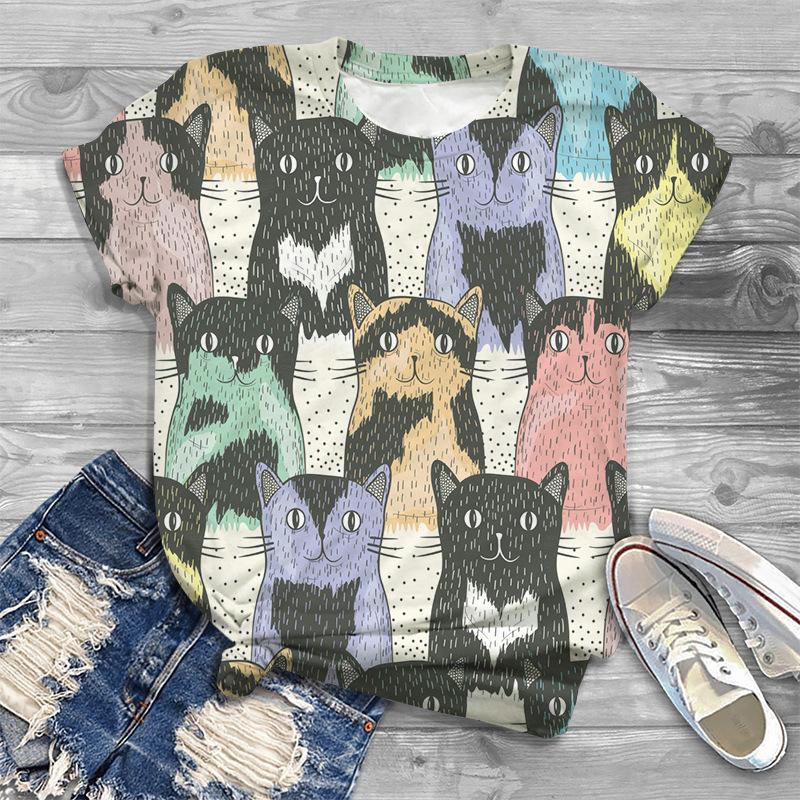 Trendy Cute Fashionable Women's Clothing 3D Animal Fun Printed Casual Short Sleeved T-shirt for Women Shirt