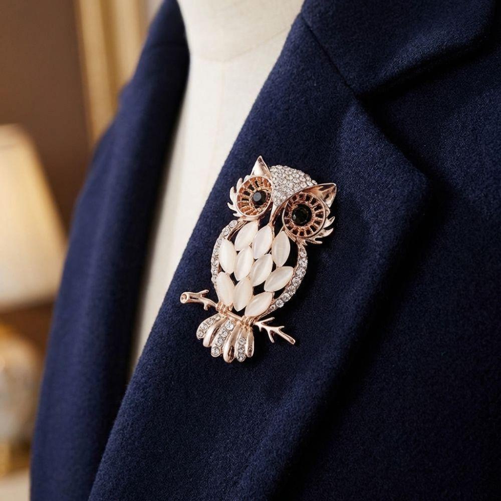 Luxury Owl Brooches Sparkling Rhinestone Lapel Pins Elegant Rhinestone Brooches Wedding