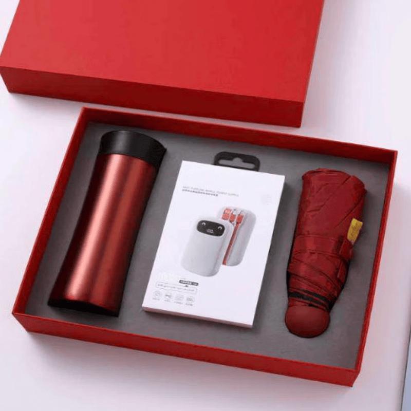 VZZS Travel Bundle: Thermos, Umbrella, & Power Bank