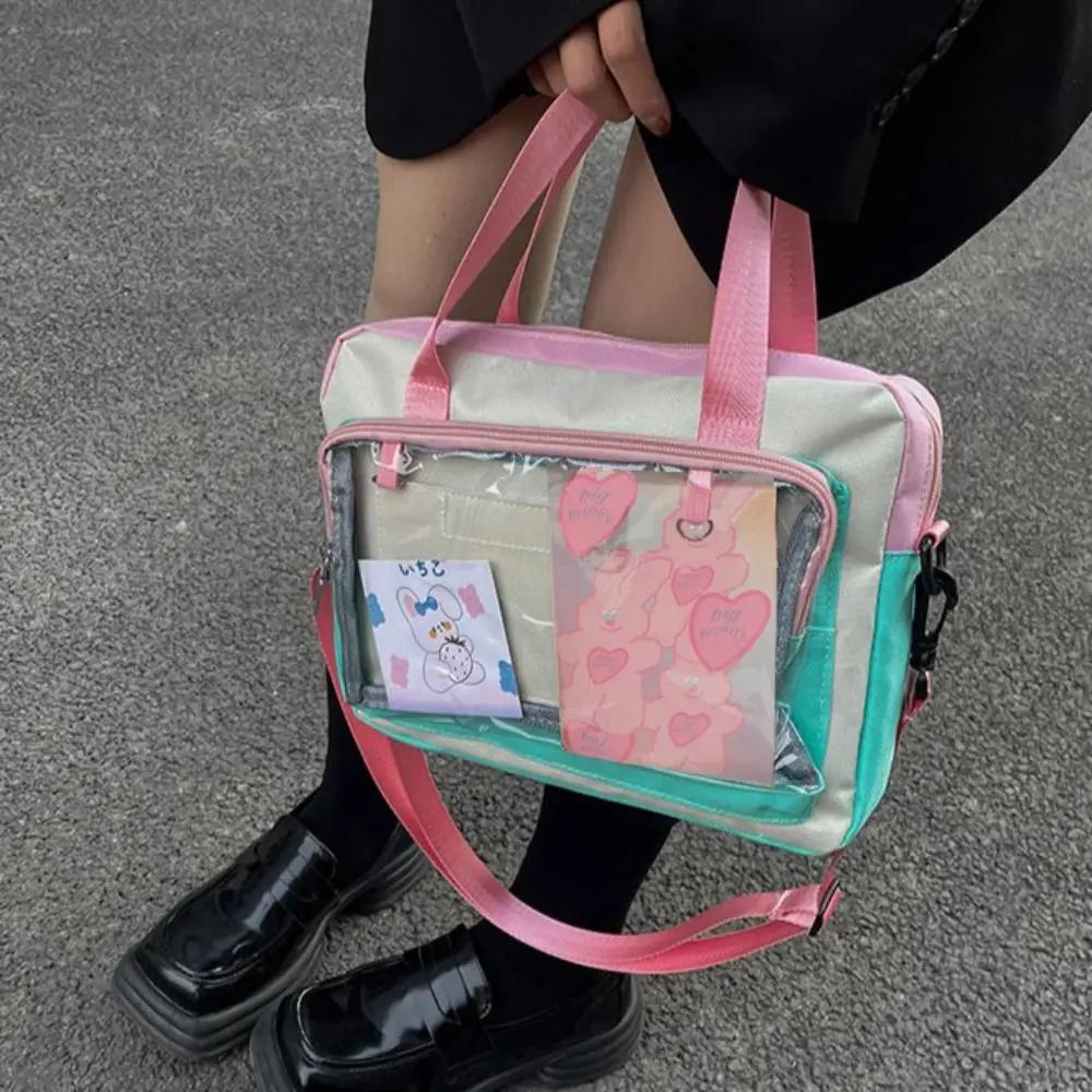 Large Capacity Anime Expo Ita Bag Cross Body Contrast Color Transparent Pocket Itabag Badge Ita Bag Cotton Doll Bag Shoulder Bag