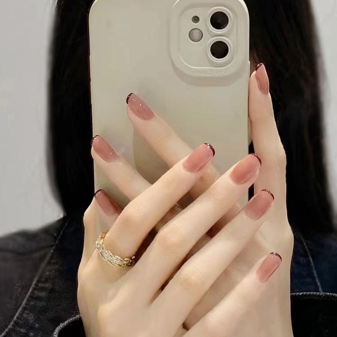 

C527 French Wearable Nail Stickers - Sweet & Cool False Nail Patches