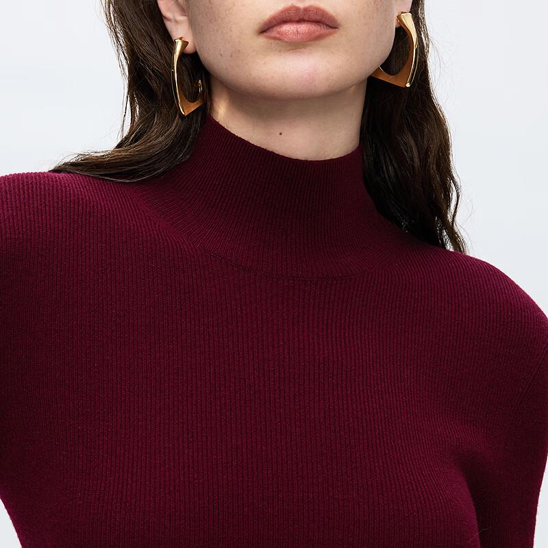 LANCY Women's Semi-Turtleneck Slim-Fit Knit Midi Dress