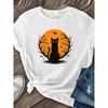 "Black Cat" Halloween T-shirt, WOMMEN New Style, T-shirt, Summer T-shirt Top