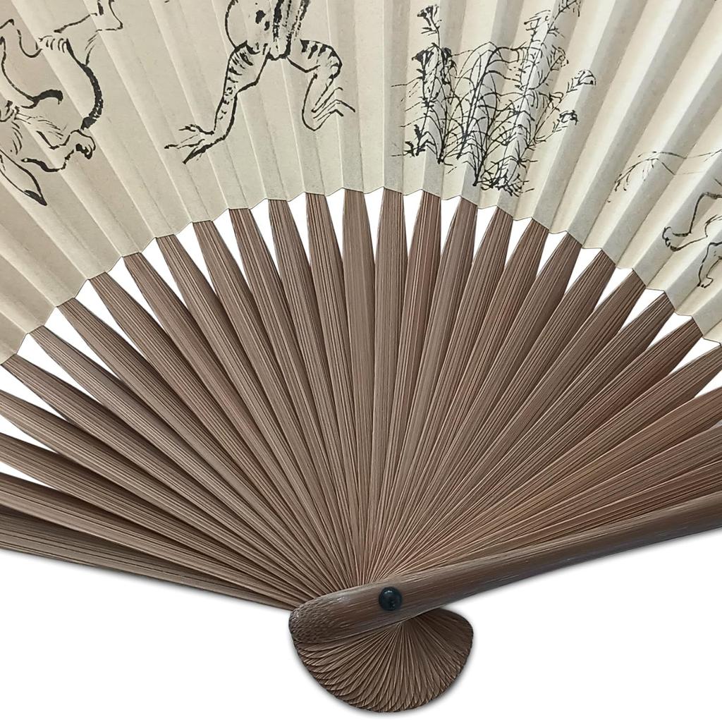 of Frolicking Fan National Treasure A stylish and cute fan featuring a sumo wrestler made in unisex and a charming picture scroll Made in Japan for