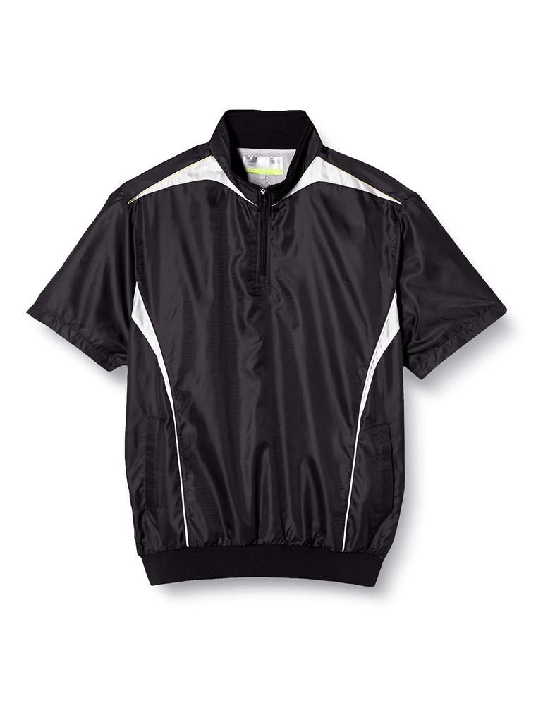 SSK Short Sleeve Shirt Black and White Size S Size Men's Pre-Jean Half-Zip (Mesh Lining), (9010), (Japan Small)