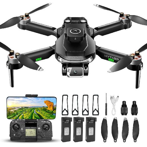 S165max Drones with 1080P HD Camera for Adults Brushless Motor Drone with Propeller Guards, 3 Batteries, FPV Foldable Drone with One Button Take