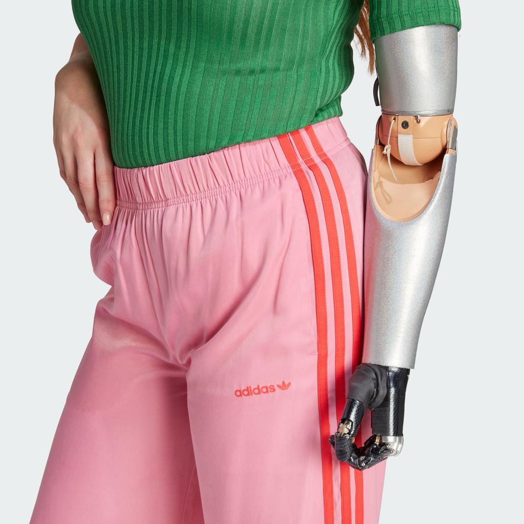 Adidas Oryginalne spodnie z szerokimi nogawkami, lampas boczny, proste nogawki, dzianinowe spodnie sportowe, spodnie damskie, różowe IT8169