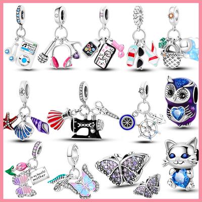 Charms Silber 925 Musik Walkman Anhänger Handy & Spielekonsole Charm Schmetterling Anhänger Passend für 925 Original Halskette