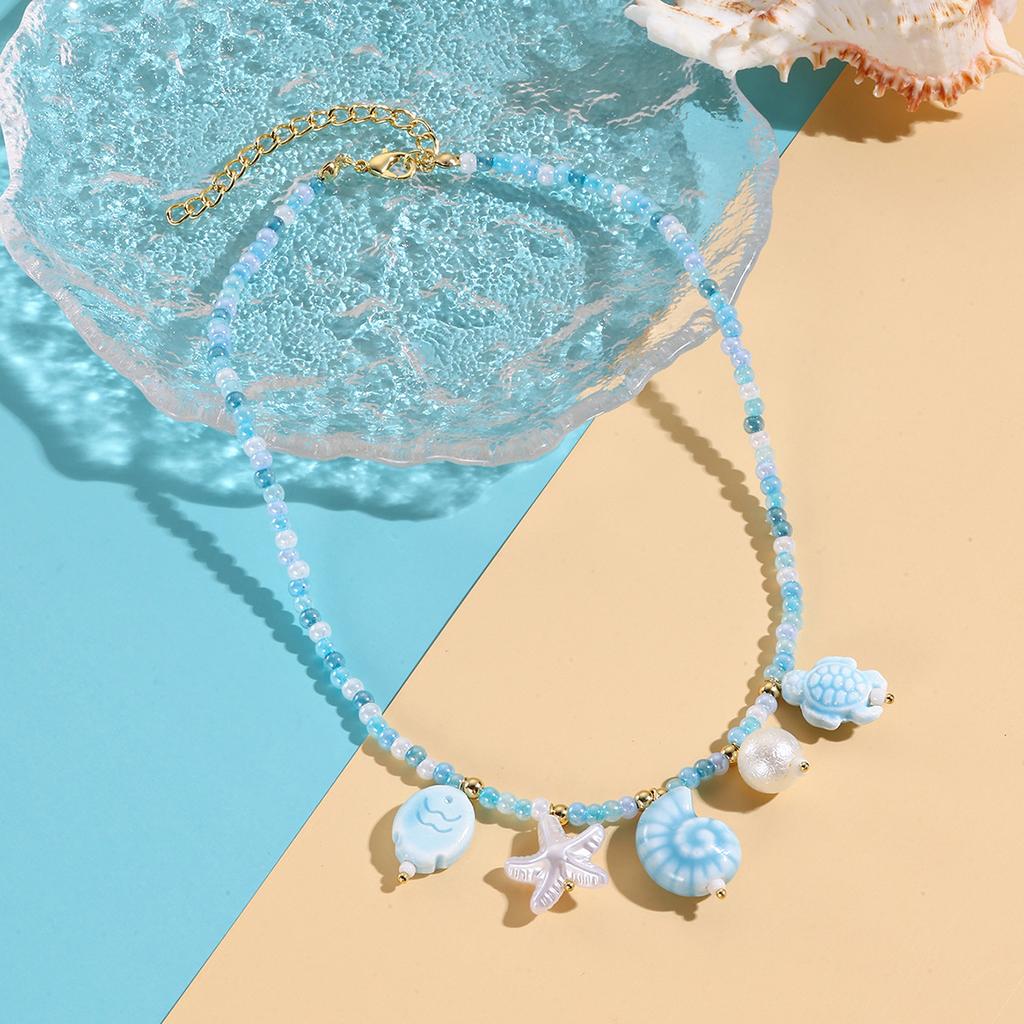 Charm Bohemian Women Shell Starfish Woven Necklace Pendant Small Fish Daily Wear Commuter Creative 1PC Fashion Necklaces Colored Rope