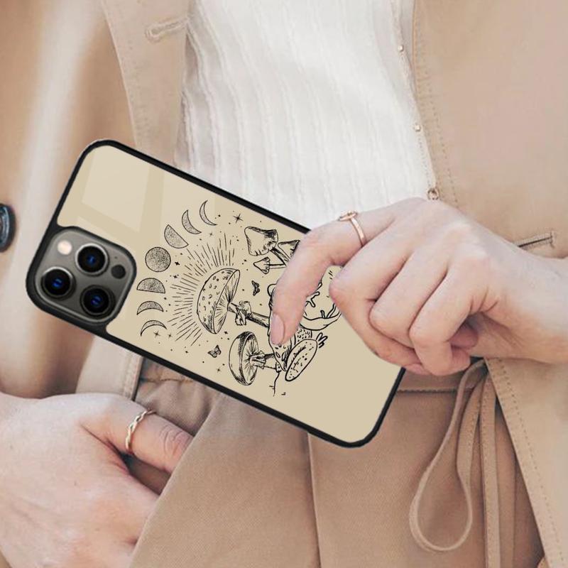 Cottagecore Mushroom Moon frog Phases Ivory Aesthetic Magnetic Phone Case For iPhone 17 Air 16 14 13 12 Pro Max 15 Plus MagSafe