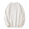 Pure White Heavyweight Cotton Pullover Sweatshirt - Round Neck, Korean Style